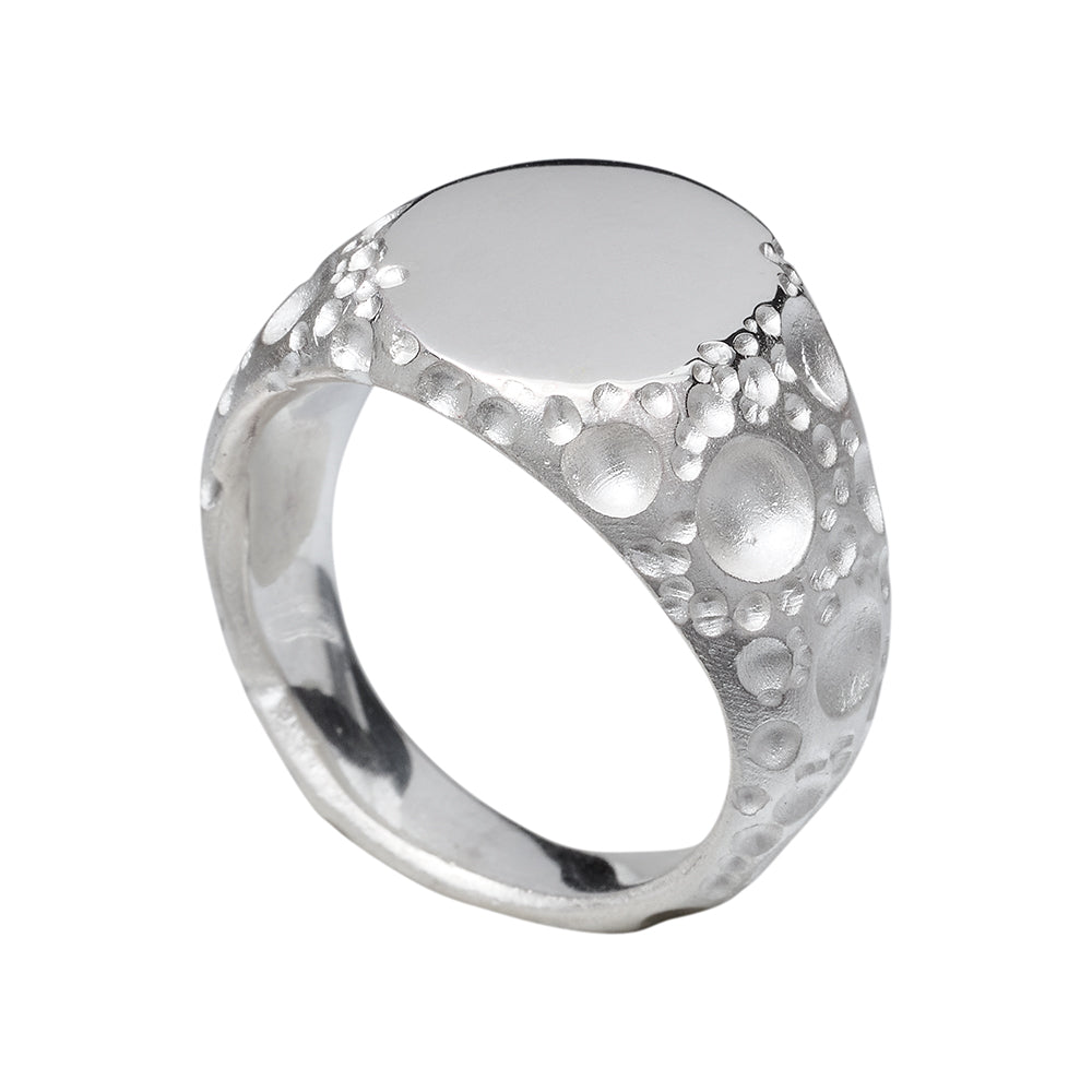 Moon Small Silver Signet Ring