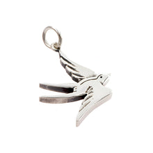 Solid silver old school tattoo style swallow charm.