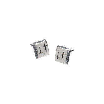 Trinity Silver Small Square Ear Studs