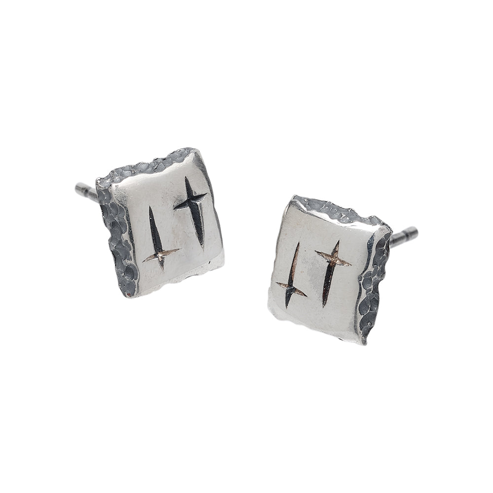 Trinity Silver Small Square Ear Studs