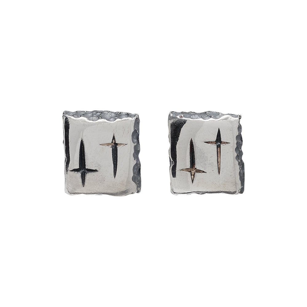 Trinity Silver Small Square Ear Studs