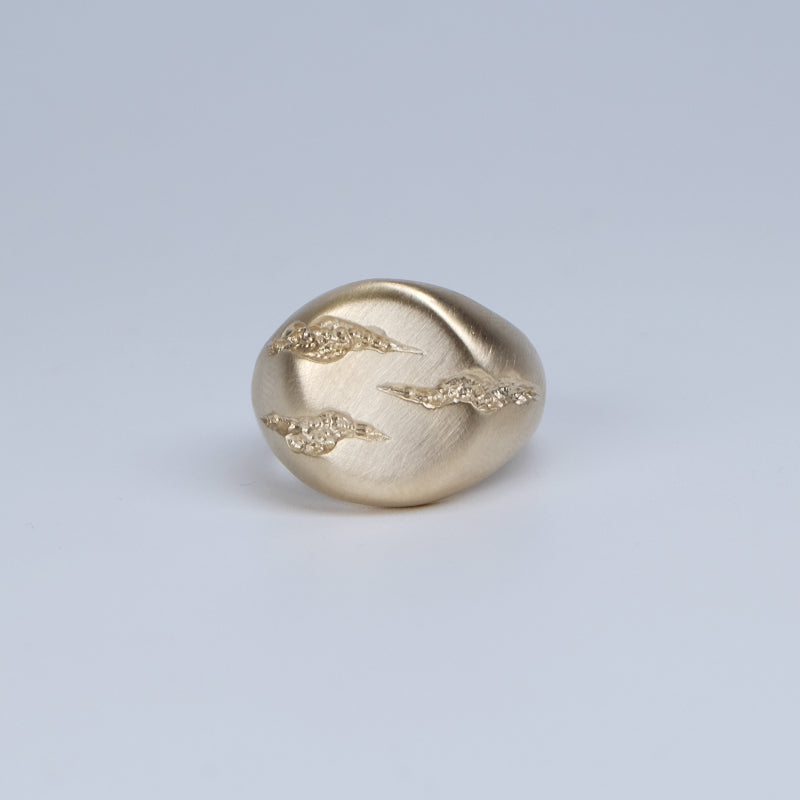 The signet is designed to appear as if it has been carved from stone. Simple but by no means plain, this unusual gold ring is a must-have for all true fans of Jeremy Hoye jewellery.