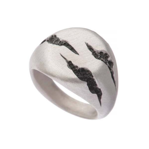 Slashed Silver Signet Ring