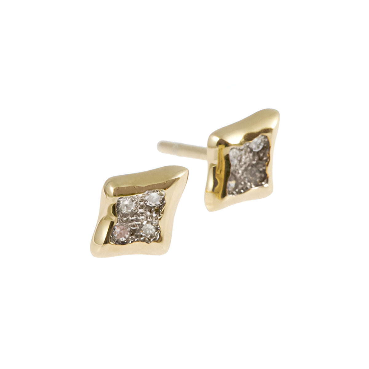 Each stud is handmade in 18ct gold and pavé set with four .03pt brilliant cut diamonds.