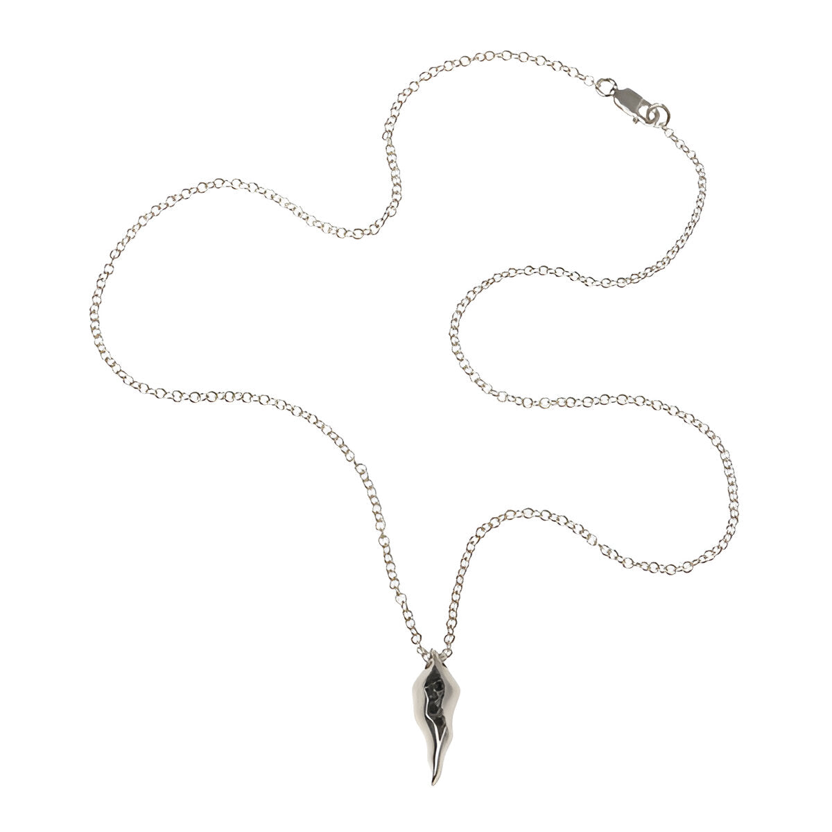 18" silver trace chain with Jeremy's signature Triffid style pendant pavé set with black cubic zirconias.