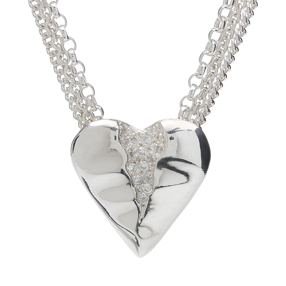 Triffid Silver Heart Necklace with Cubic Zirconia