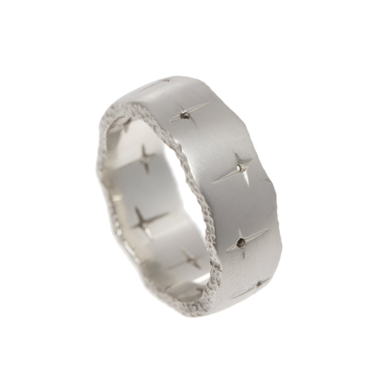 Trinity Platinum band measuring 8mm in width. This collection was inspired by The Matrix.