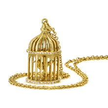18ct Gold Birdcage Charm Necklace