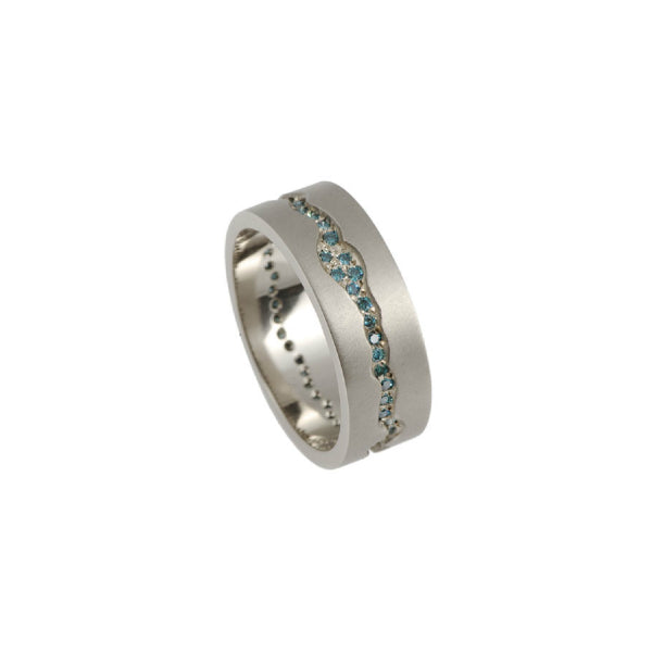 Blitz 18ct White Gold Ring with Blue Diamonds | Jeremy Hoye Jewellery